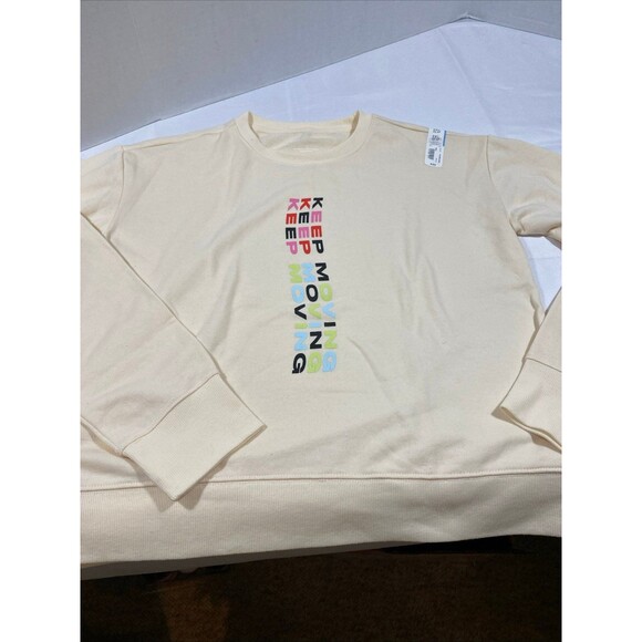 Xersion 3XL off white sweatshirt cotton blend New With Tags Keep Moving Graphics - Picture 1 of 12
